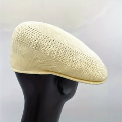 Men's Mesh Knitted Beret Newsboy Caps Thin Breathable Flat Cap