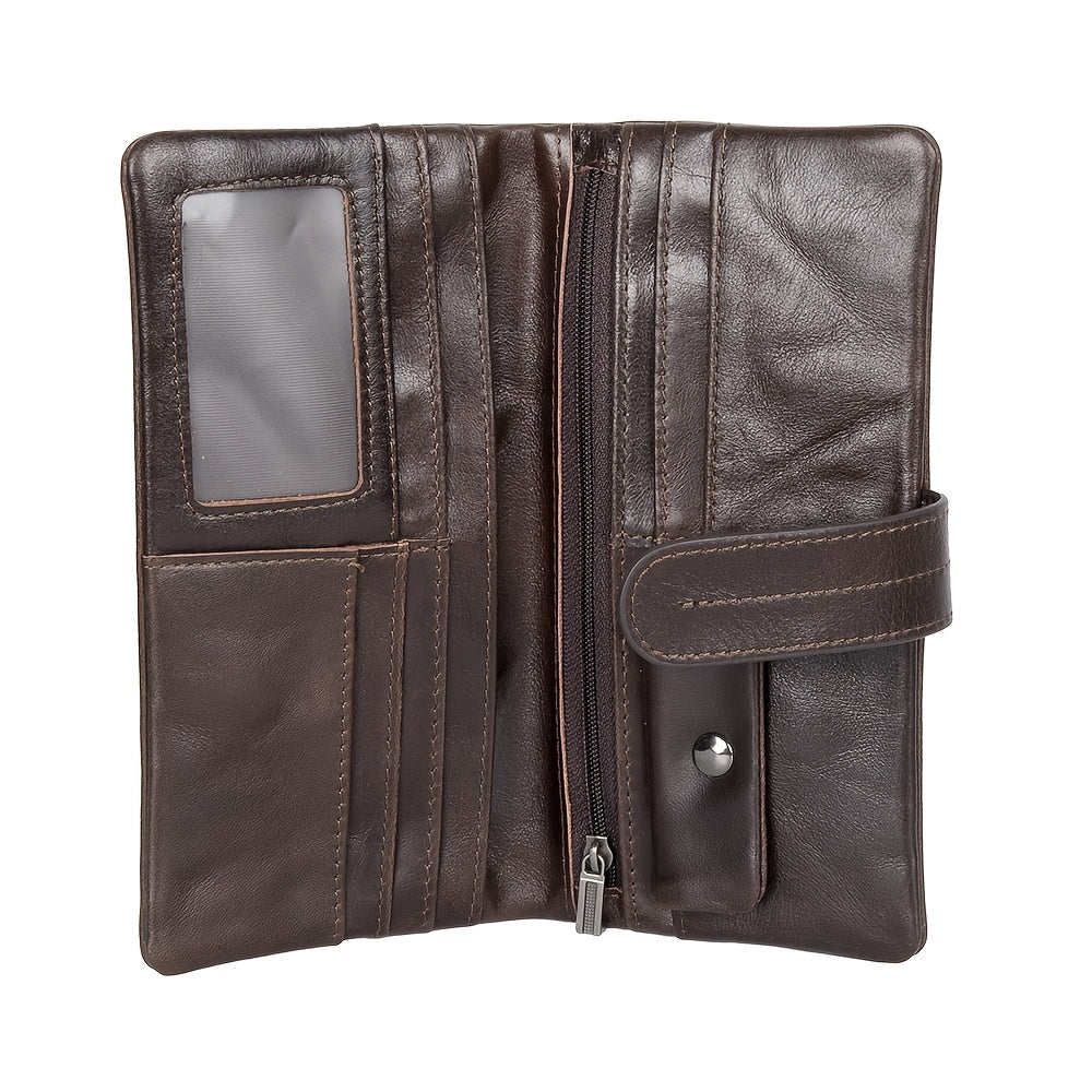 Vintage Style Leather Wallet Bi Fold with Coin Pocket Magnetic Closure