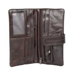 Vintage Style Leather Wallet Bi Fold with Coin Pocket Magnetic Closure