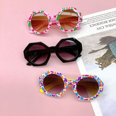 Girl's Round Frame Decoration Sunglasses UV Protection