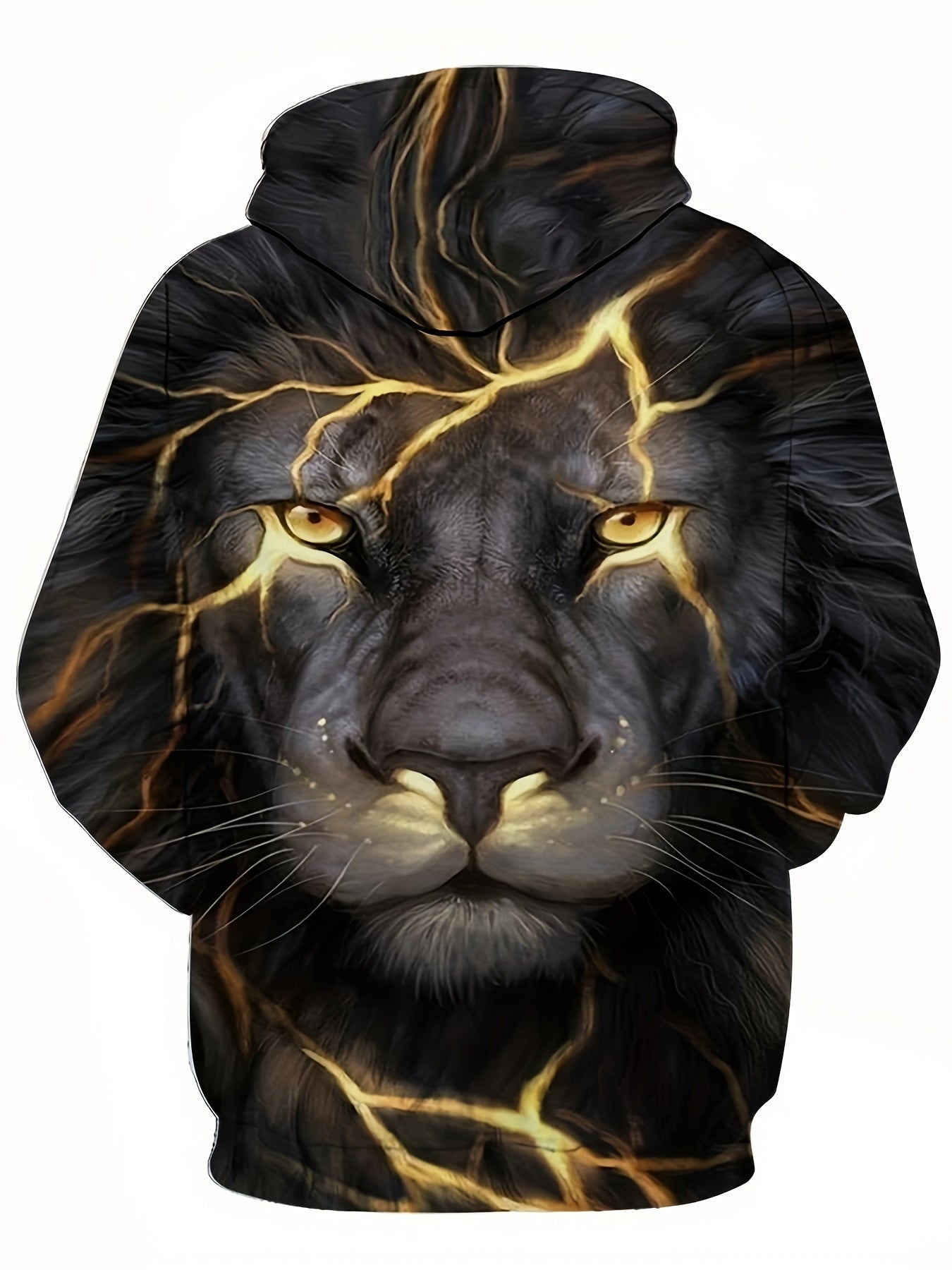 3D Print Lion Hoodie with Kangaroo Pocket for Men