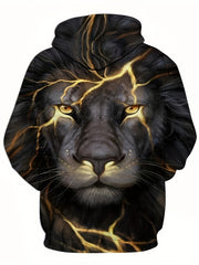 3D Print Lion Hoodie with Kangaroo Pocket for Men