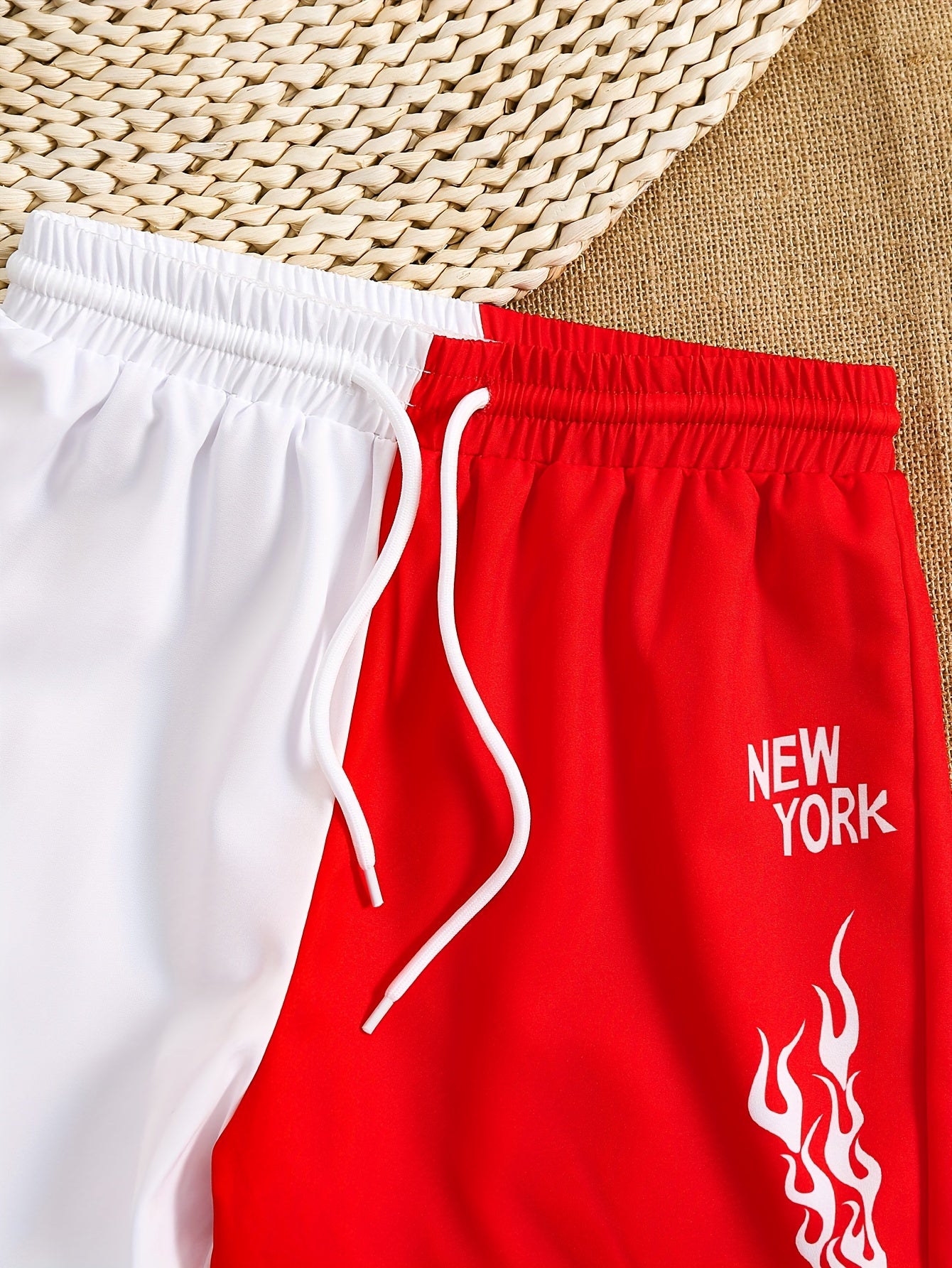 Boys Geometric Dinosaur Swim Trunks Elastic Waist Beach Shorts