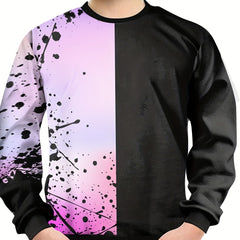 Boys 3D Print Block Sweatshirt Kids Casual Pullover