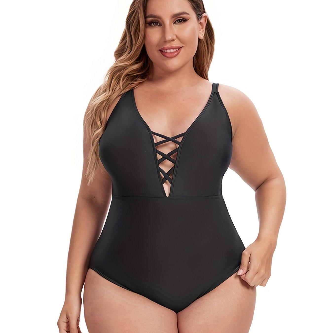 Criss Cross Cut Out One Piece Swimsuit