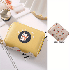 Kid's Cartoon Cat Coin Purse, Lucky Cat Design, Girls Zipper Wallet