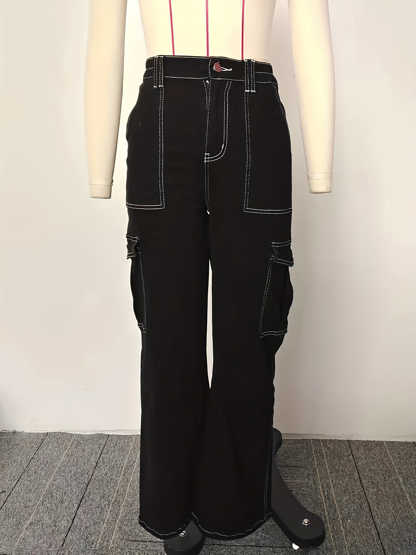 Vintage Khaki Cargo Pants Y2K Kpop Style Women's Jeans