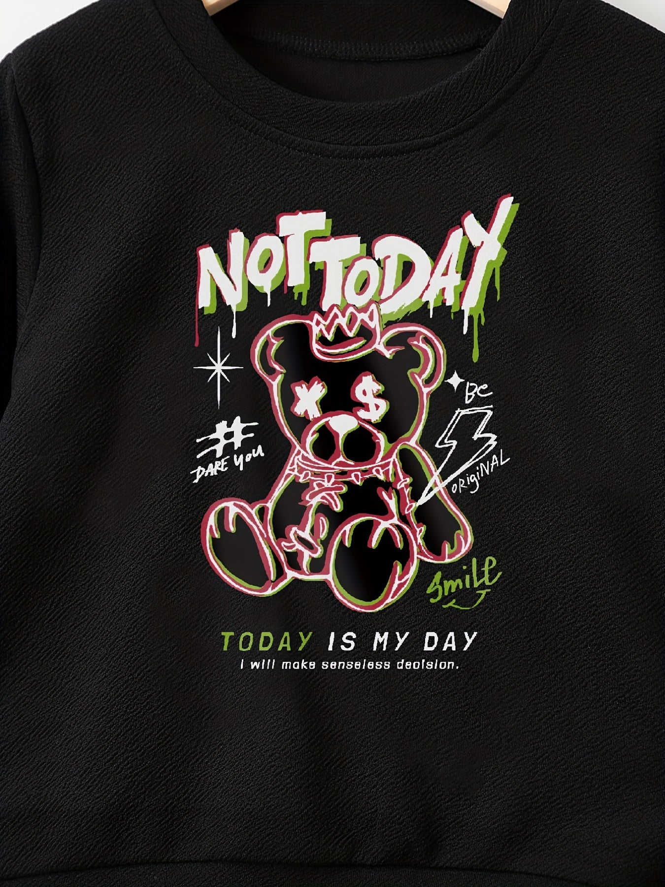 Kids Bear Print Pullover Top & Pants Set