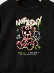 Kids Bear Print Pullover Top & Pants Set