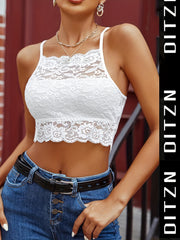 Floral Lace Cami Crop Top Sleeveless Lingerie