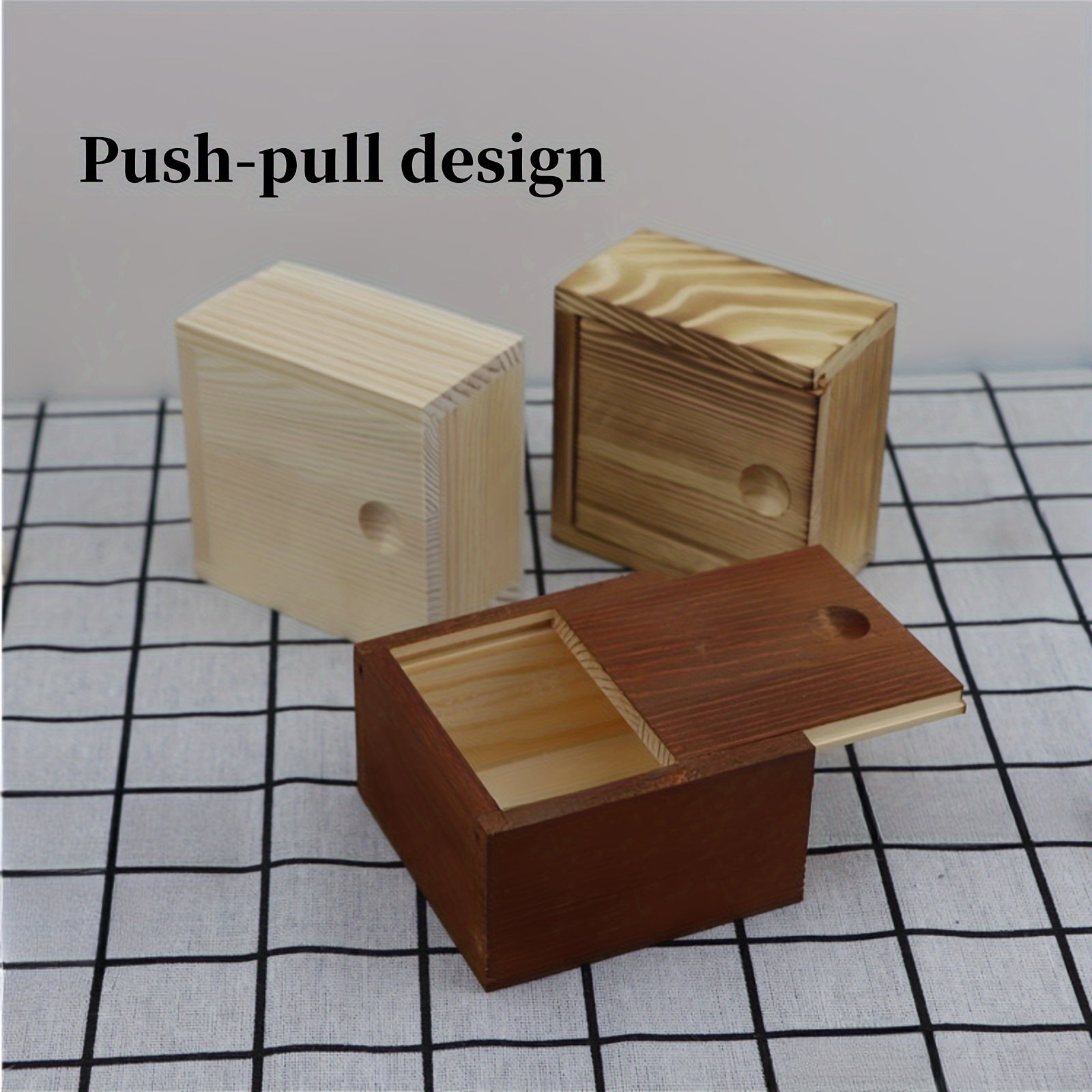 Small Wooden Storage Box with Lid for Home Storage