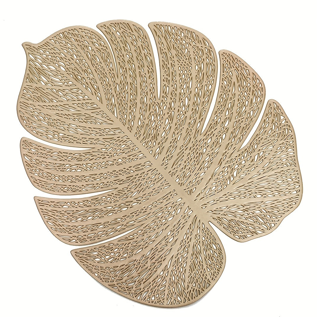 2pcs PVC Leaf Placemat Holloway Washable Reusable Non slip Heat Insulation Mat