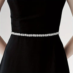 Sparkling Crystal Bridal Belt Thin Rhinestone Wedding Dress Accessory