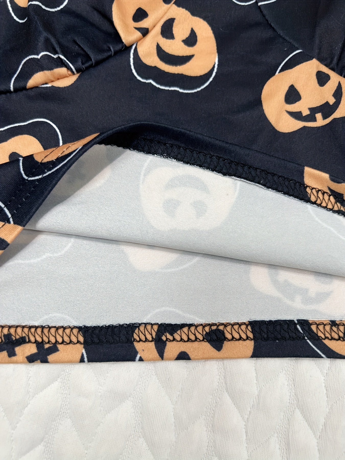 Pumpkin Print Pajama Set V Neck Cami Top & Lace Trim Shorts