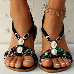 Women's Ethnic Style Braided Sandals Slip On Outdoor Sandals