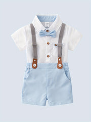 Baby Boy Gentleman Style 2-Piece Set Bow Tie & Suspender Shorts