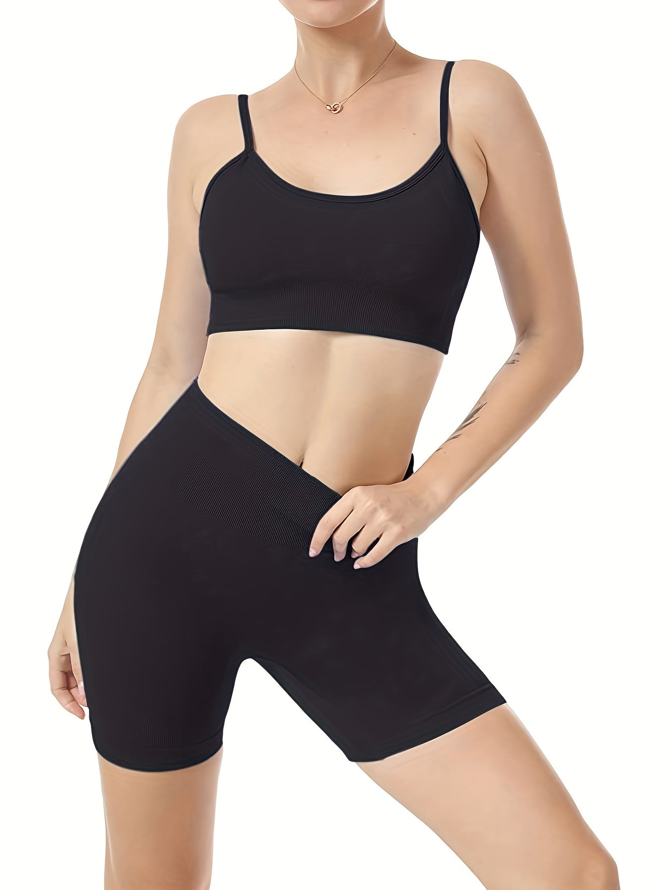 Bodycon Bra & Shorts Sports Set Women's Activewear