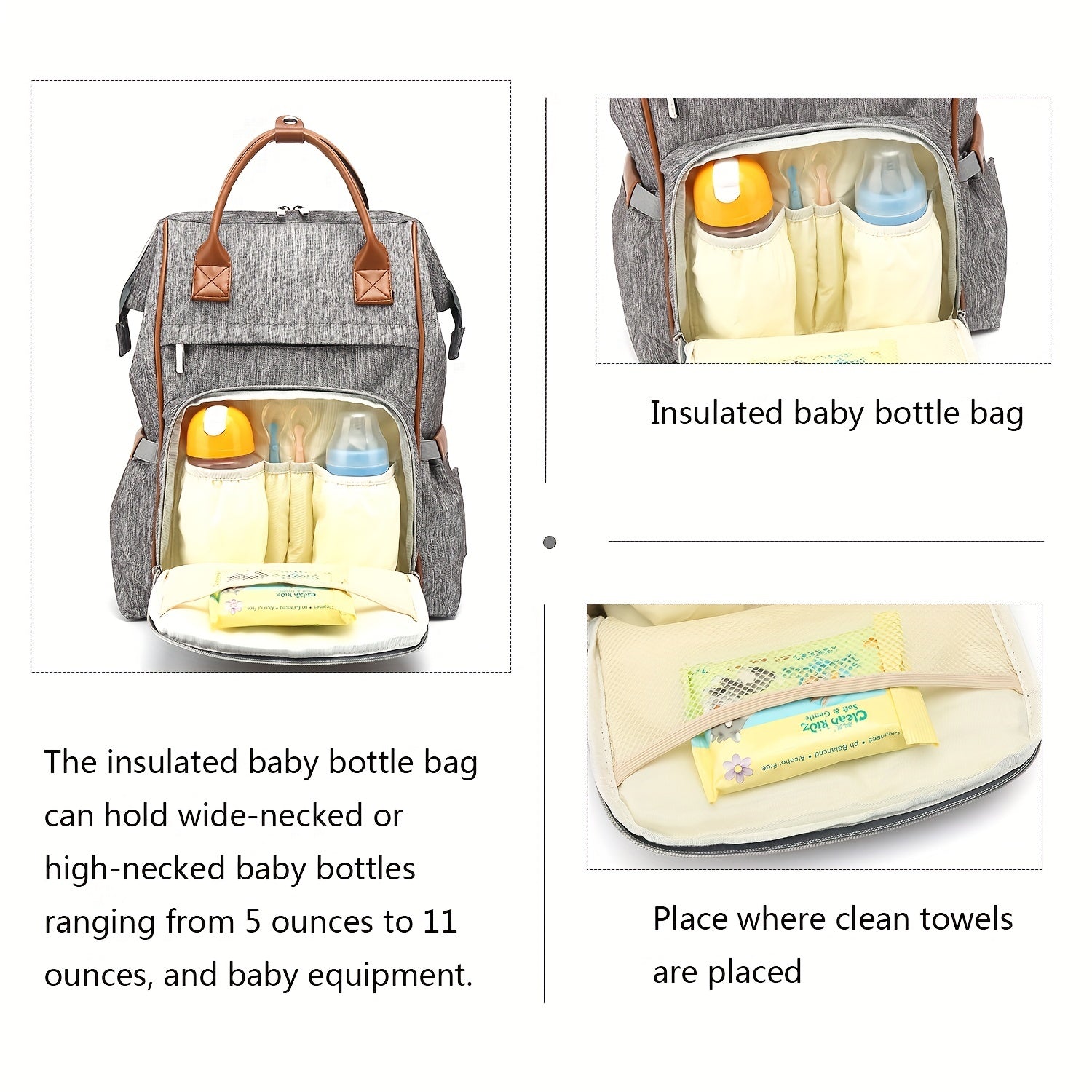Large Diaper Bag Backpack with Changing Pad Anti Splash