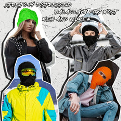 3pcs Solid Full Face Balaclava Hat Windproof Dustproof Knitted Mask