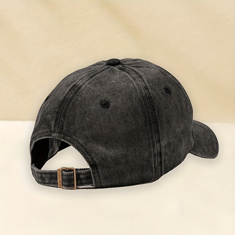 Heart Print Baseball Cap Washed Distressed Dad Hat