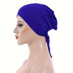 Solid Turban Elastic Headscarf Lace up Underscarf Women Hijab