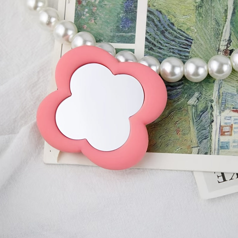 Pink Flower Compact Mirror Cosmetic Mobile Phone Air Cushion Bracket
