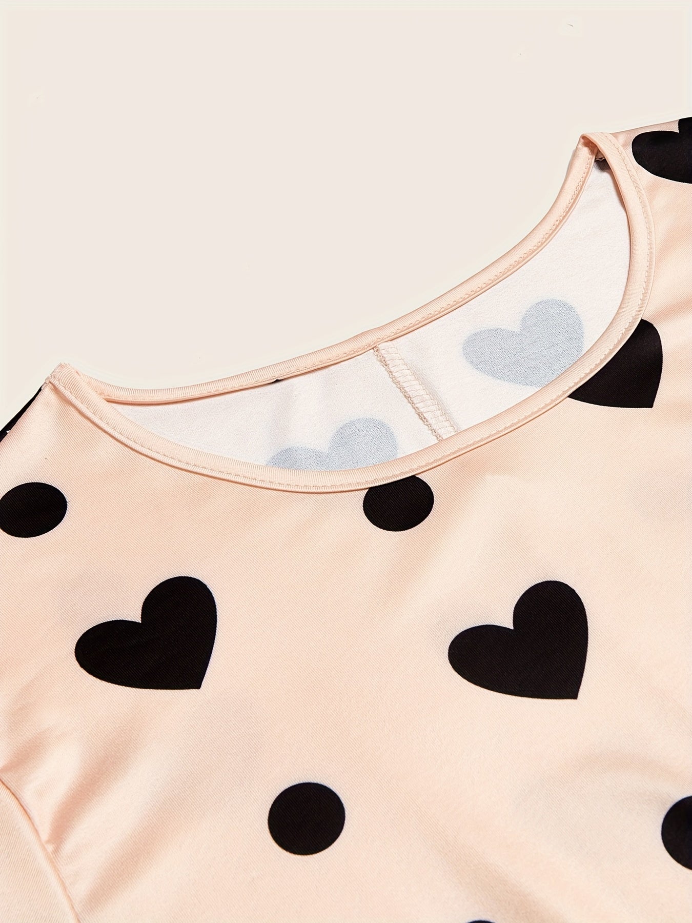 Heart & Dot Print T-shirt & Shorts Pajama Set