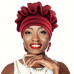 Stylish Pleated Flower Turban Cap Solid Head Wraps Lightweight Bonnet