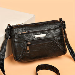 Vintage Croc Embossed Shoulder Bag for Women