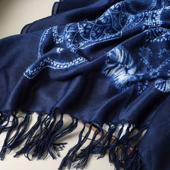 Vintage Tassel Scarf Printed Wrap Windproof Sunscreen Shawl Cape
