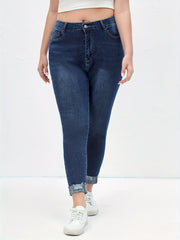 Solid Ripped High Rise Skinny Jeans