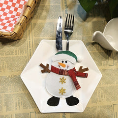 3pcs Christmas Cutlery Holders Snowman Santa Reindeer Pockets Tableware Decor