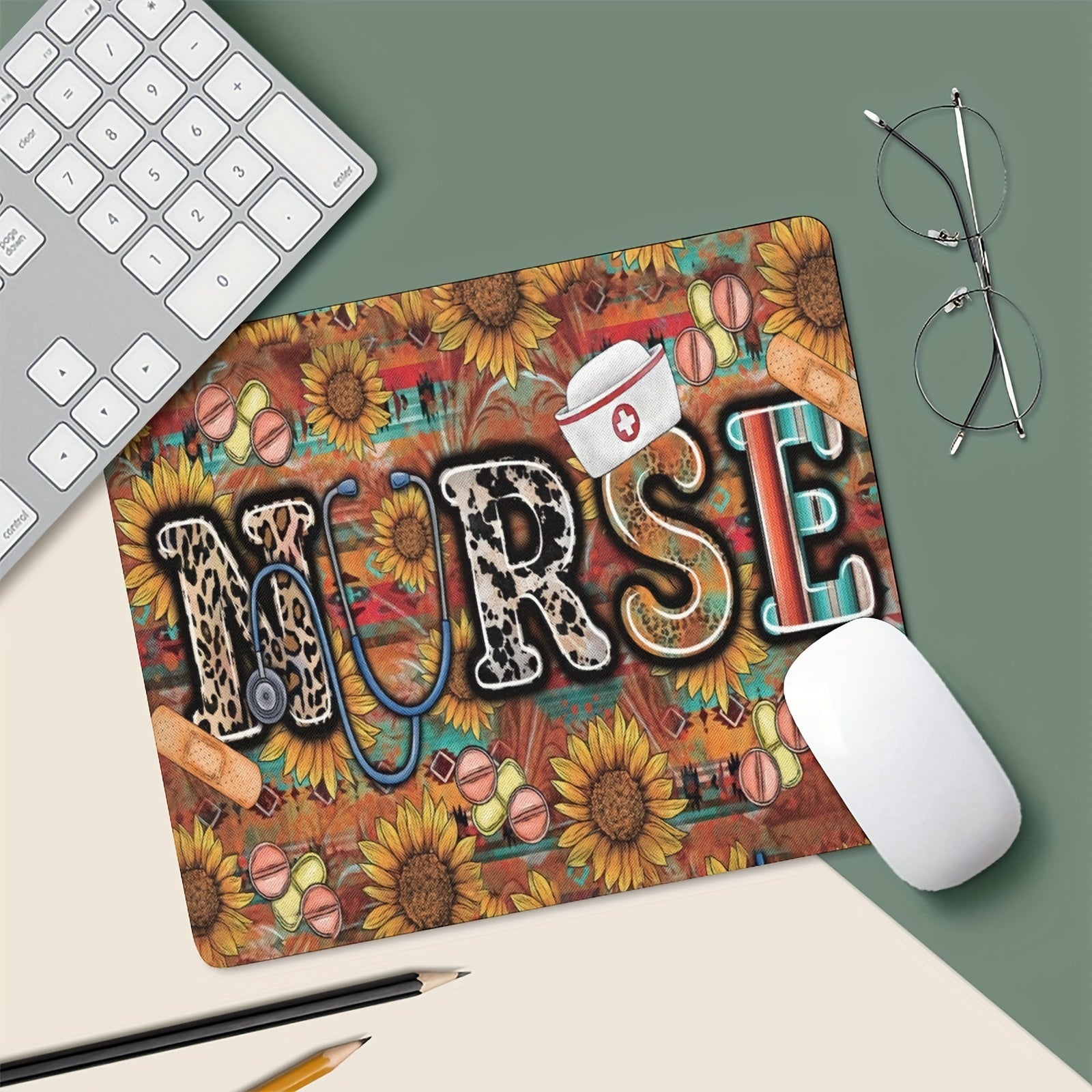Nurse Mouse Pad Non Slip Rubber Base Waterproof Mouse Mat 24x20 cm