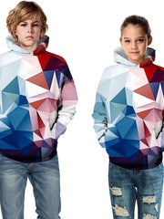 Unisex Kid's Geometry Graphic Hoodie Casual Hooded Sweatshirt