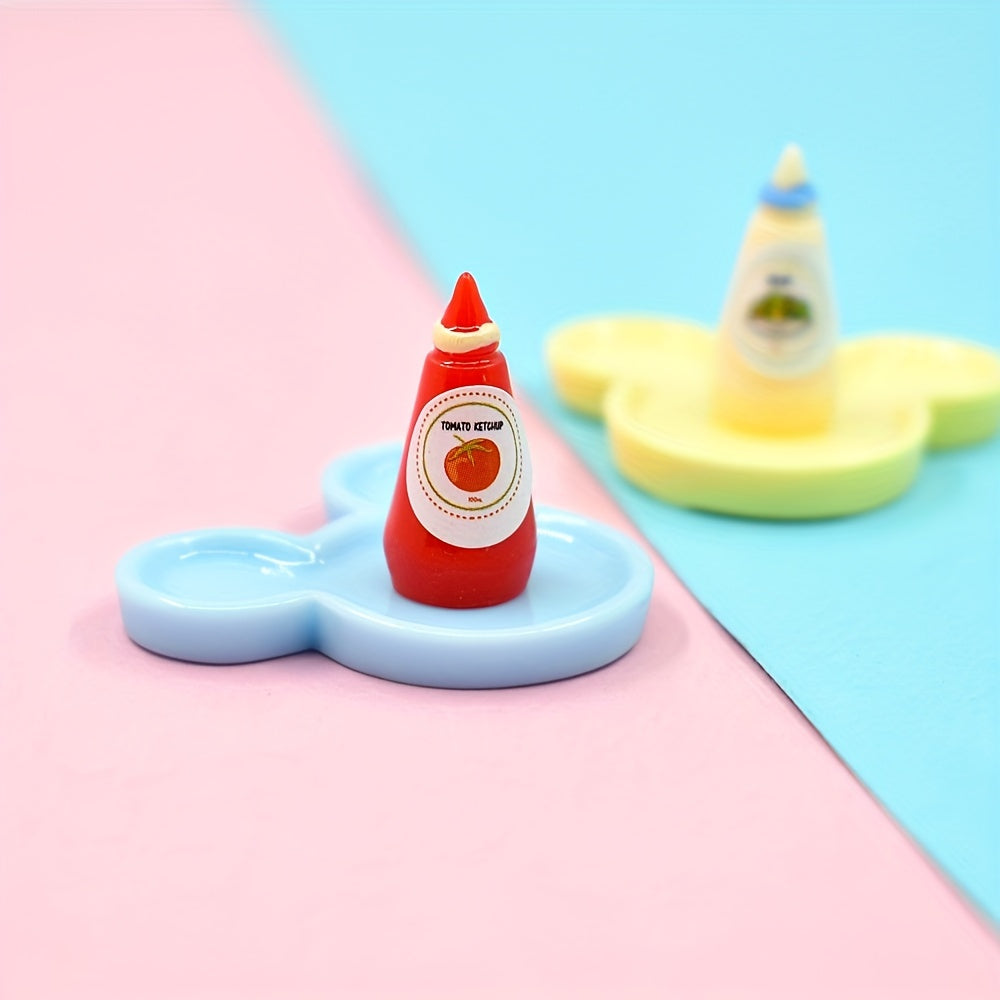 10 Pcs Food Play DIY Toys for Kids Ketchup Bottle Salad Dressing Kitchen Set