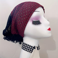 Lace Mesh Turban Cap Vintage Head Wrap Beanie Women Ramadan Bonnet