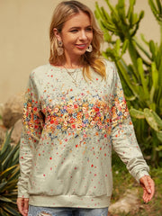 Floral Print Long Sleeve Sweatshirt