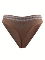 3 Pack Plus Size Striped Thongs - High Stretch Soft Panties Set