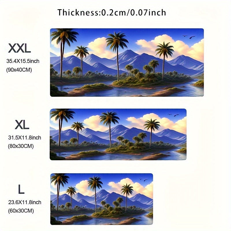 Beach Seaside Coconut Trees Large Mouse Pad - HD Landscape Anime Mouse Mat