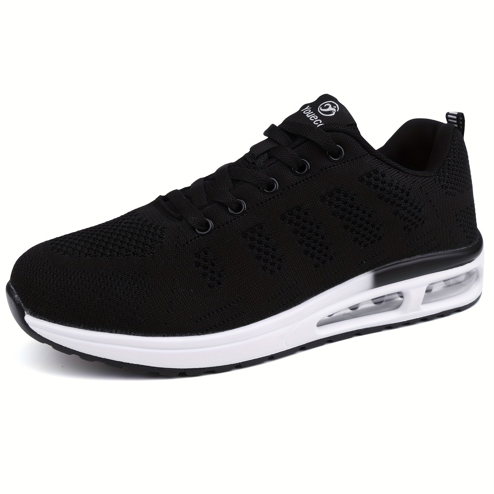 Women's Air Cushion Sneakers Lace Up Low Top Knit Casual Shoes