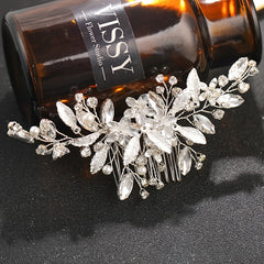 Silvery Crystal Flower Hair Comb Wedding Hair Accessories Bridal Tiara Headpiece