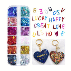 Holographic Letters Resin Sequins Epoxy Resin Filling Iridescent