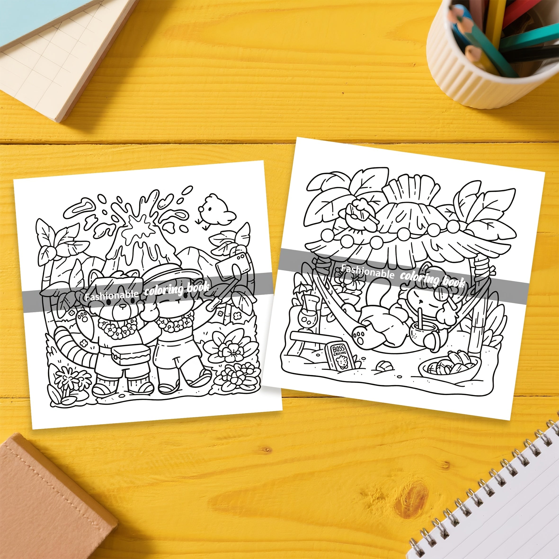 Tropical Beach Adult Coloring Book - 24 Pages of Summer Fun Scenes