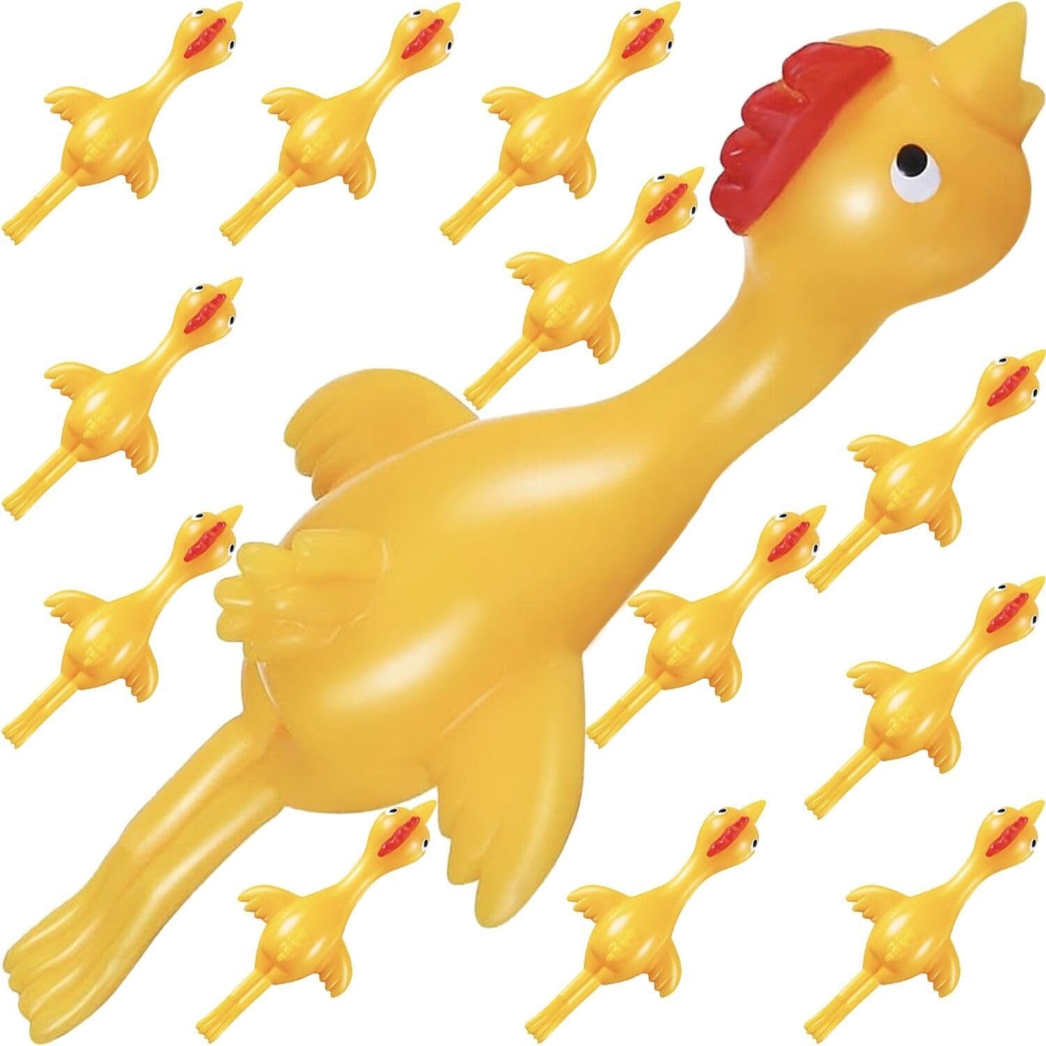 Bulk Yellow TPU Flying Rubber Chicken Finger Slingshot Toys