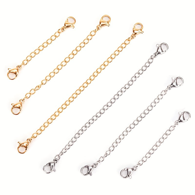 Stainless Steel Necklace Extender Chain Golden Silvery Lobster Clasp Closure