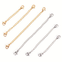 Stainless Steel Necklace Extender Chain Golden Silvery Lobster Clasp Closure