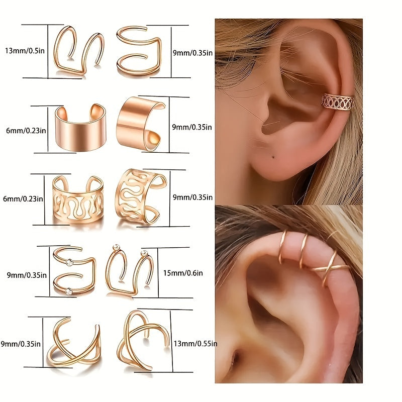 40pcs Ear Cuffs Rhinestone Non Piercing Cartilage Ear Clips Girls Punk Jewelry