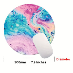 Pink Marble Art Mouse Pad Round Non Slip Rubber Mousepad