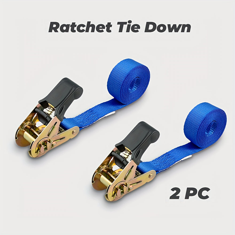 2pcs 2 X 299 Ratchet Tie Down No Hook Polyester Webbing TPR Grip