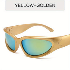 Y2K Wrap Around Sunglasses Mirrored UV400 Sun Shades